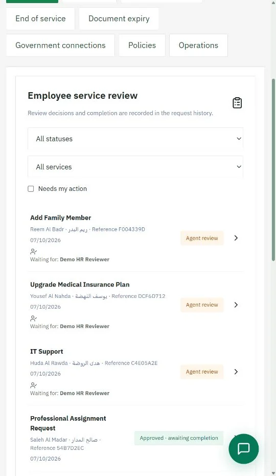 Request approvals with fictional demo data